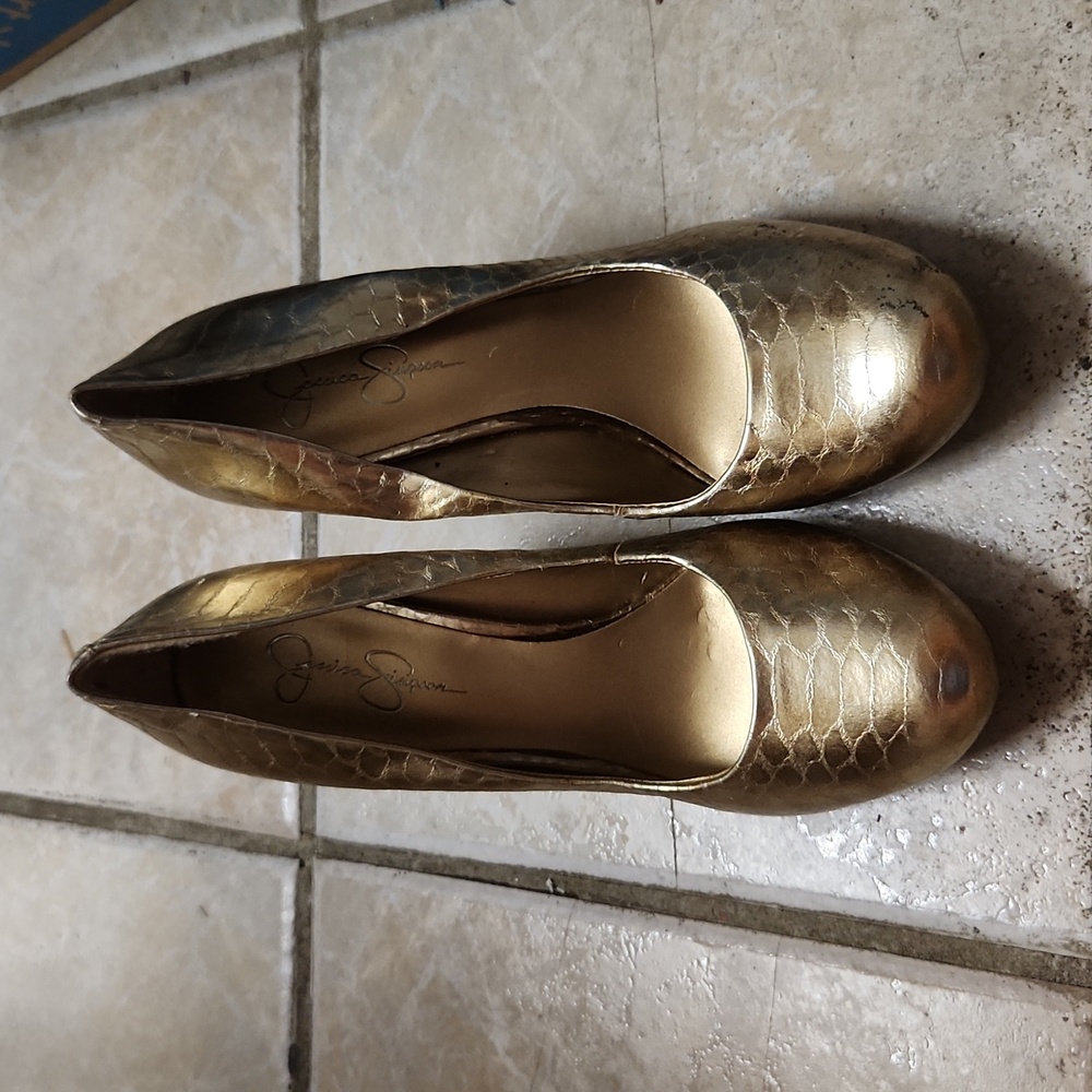Jessica Simpson Gold Heels Size 10